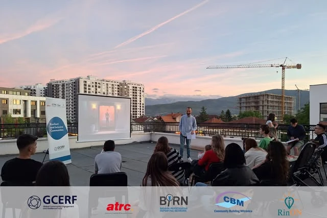 Outdoor RinON film screening at sunset